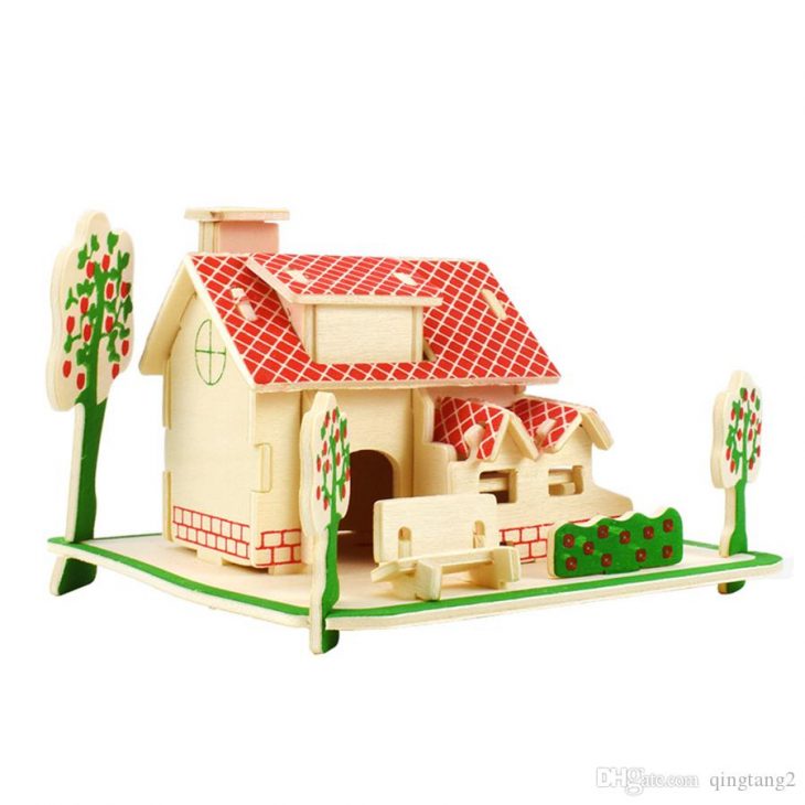 Acheter 3D En Bois Maison Puzzles Jouets Pour Enfants Bricolage Assemblé À  La Main Modèle De Construction Kits Éducatifs Loisirs Cadeau Décoration De tout Puzzle En Ligne Facile