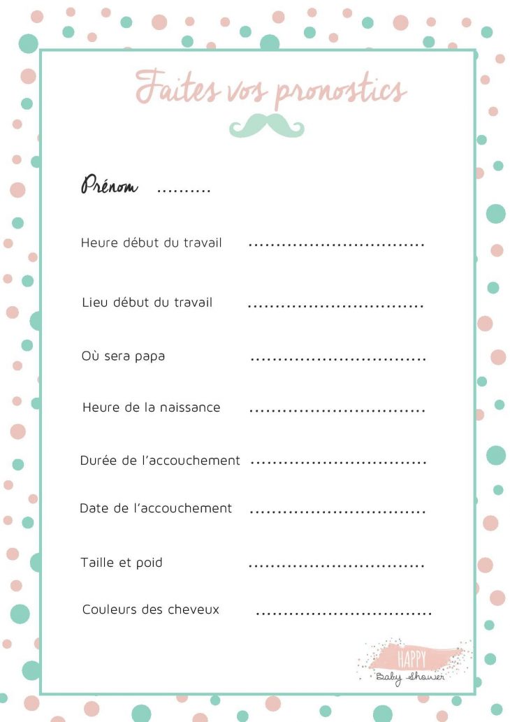 Activité-Pronostic-Bebe-Babyshower 1 240 × 1 754 Pixels concernant Jeux De Fille Gratuit Et En Français