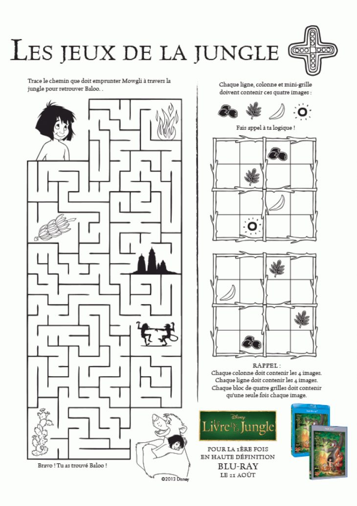 Activités Jeu De Labyrinthe Dans Le Livre De La Jungle tout Jeux De Mémoire À Imprimer Pour Adultes