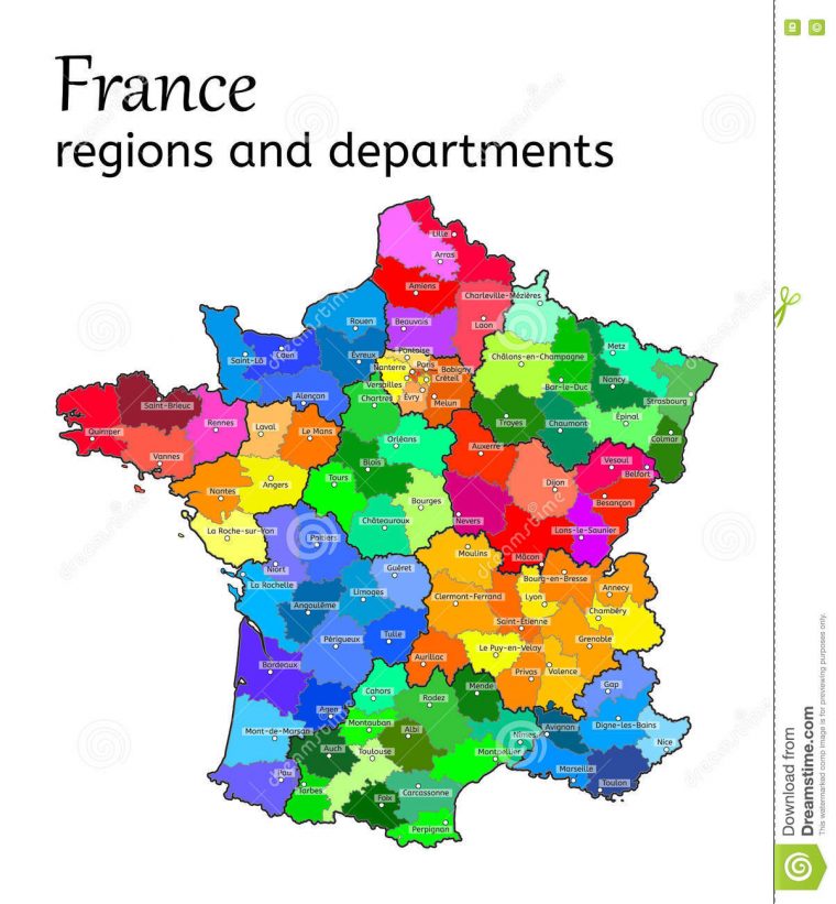 Administrative Map Of France Stock Vector – Illustration Of tout Map De France Regions