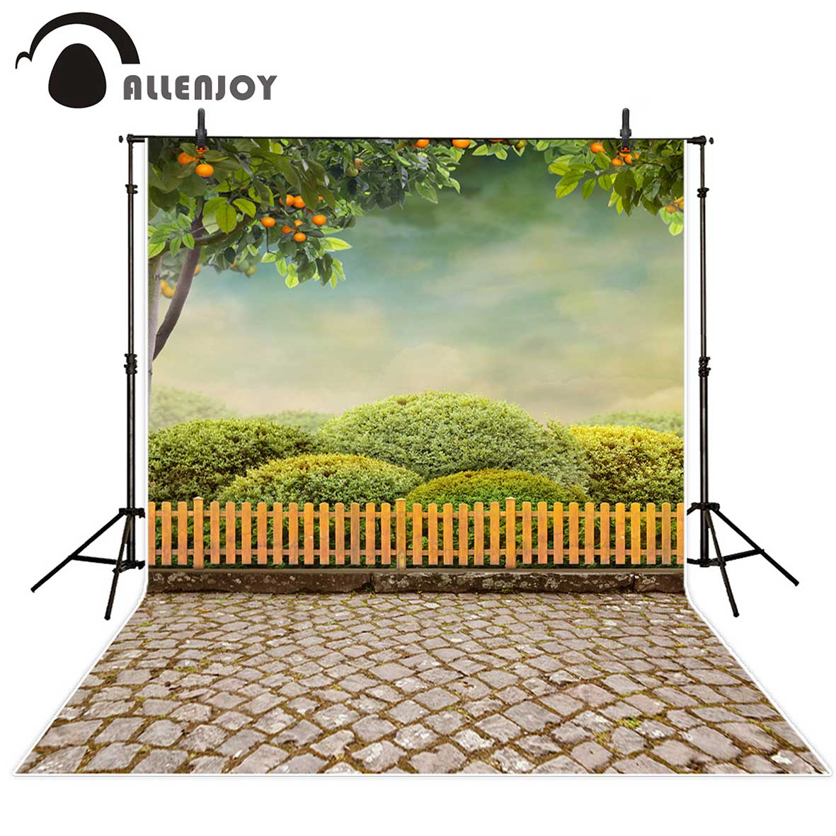 Allenjoy Photographie Enfants Fond Oranger Arbre Arbuste intérieur Brique Pour Bebe