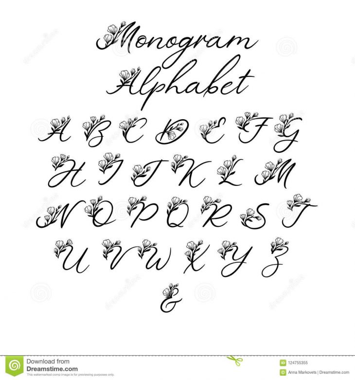 Alphabet De Calligraphie De Vecteur Lettres Florales Police serapportantà Modele Calligraphie Alphabet Gratuit