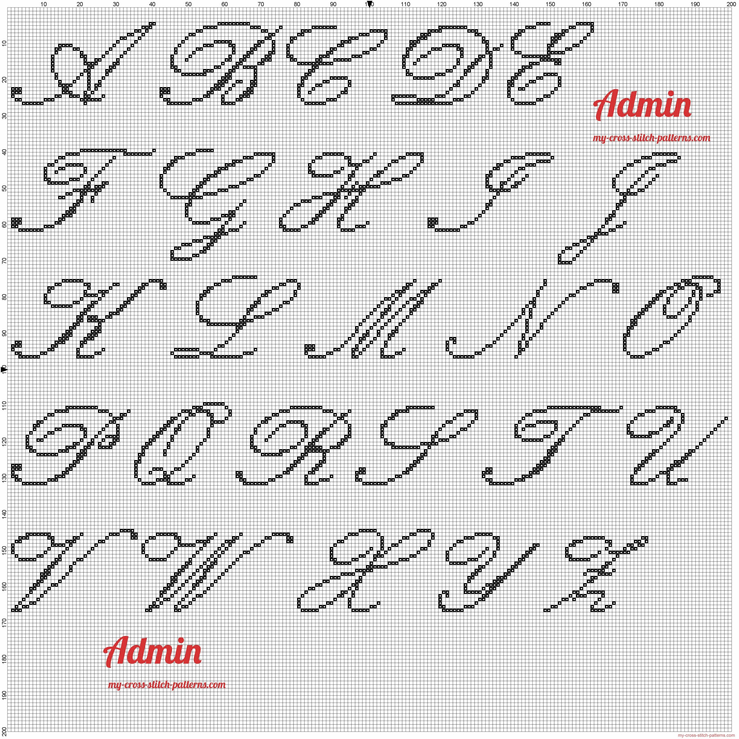 Alphabet Majuscule Kunstler Script Grille Point De Croix intérieur Modele Calligraphie Alphabet Gratuit