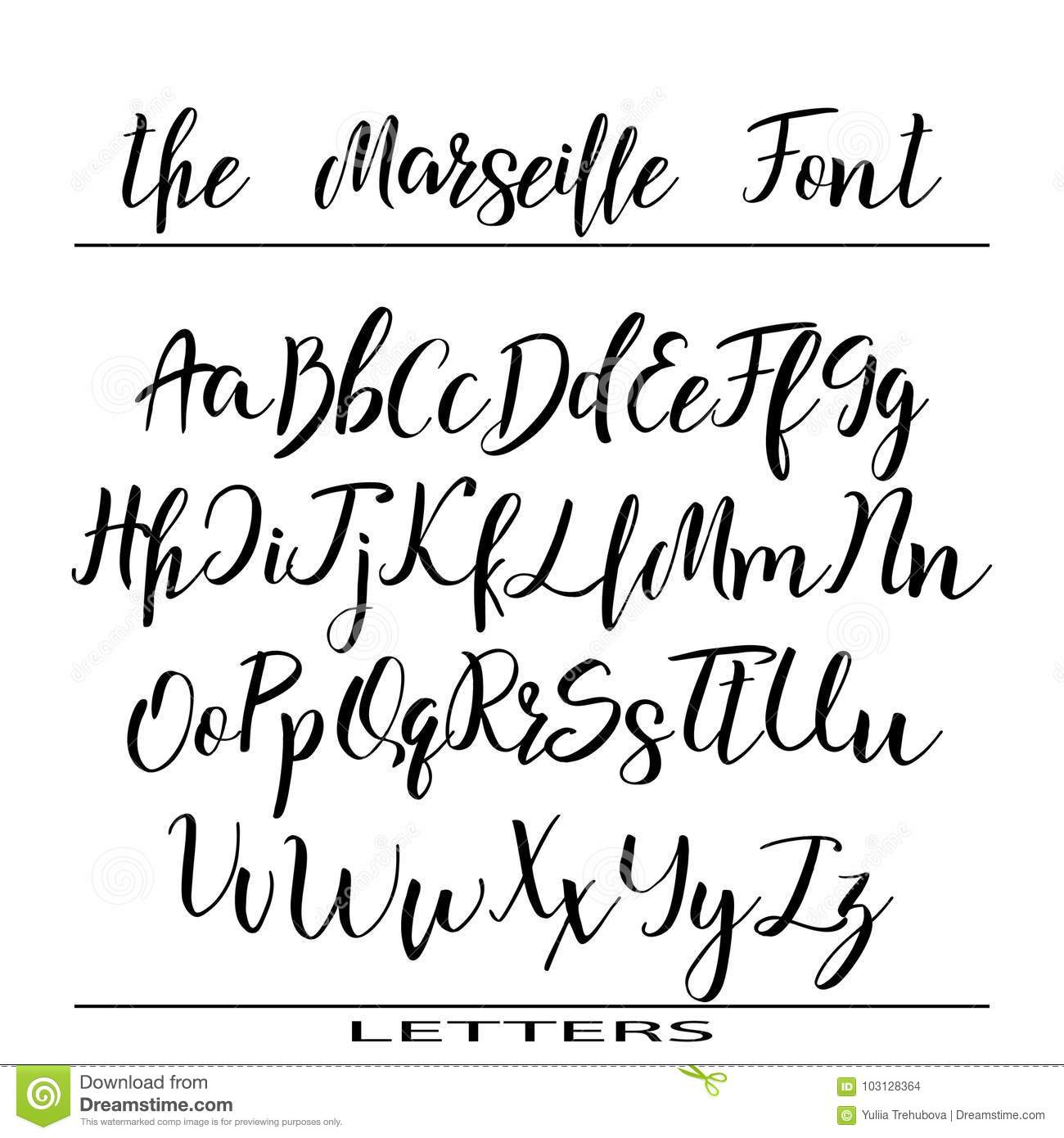 Alphabet Tiré Par La Main De Vecteur Lettres De Calligraphie intérieur Modele Calligraphie Alphabet Gratuit