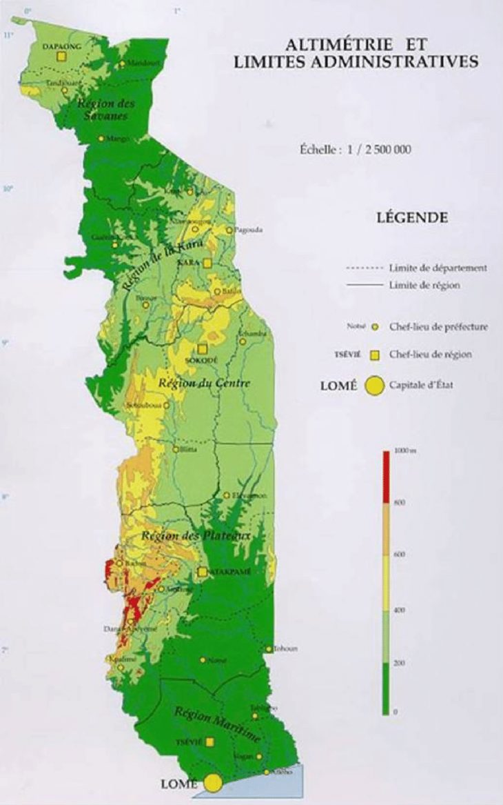 Altimétrie Et Découpage Administratif Du Togo (Gù-Konu Et Al concernant Departement Et Chef Lieu