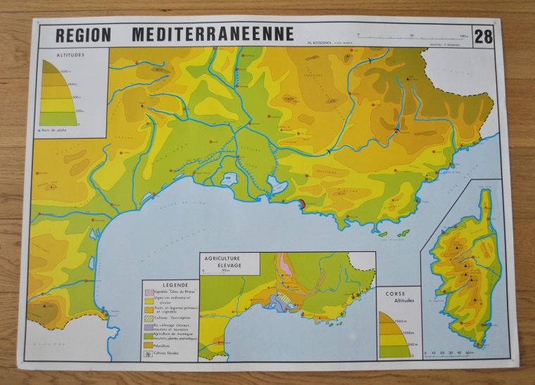 Ancienne Carte De Géographie Double Face – France : Région serapportantà La Carte De France Et Ses Régions