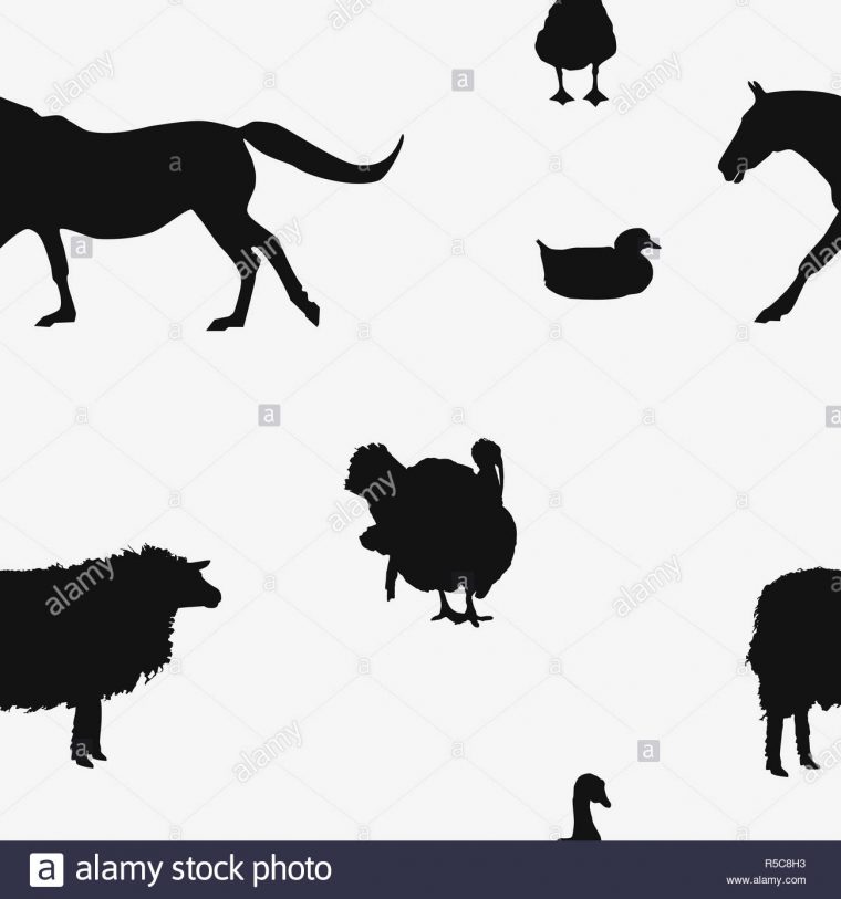 Animaux De Ferme Sans Silhouettes Noires Motif Isolé Sur à Silhouette D Animaux À Imprimer