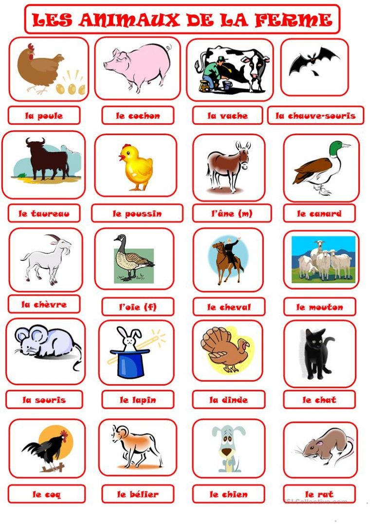 Animaux De La Ferme – Français Fle Fiches Pedagogiques avec Les Animaux De La Ferme Maternelle