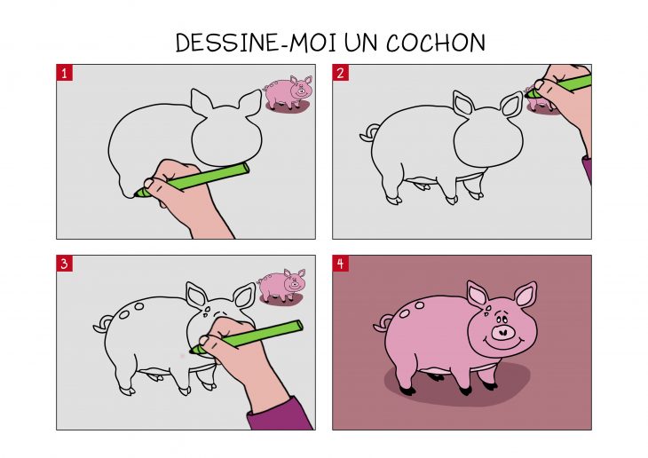 Apprendre À Dessiner Un Cochon En 3 Étapes avec Dessin De Cochon En Couleur