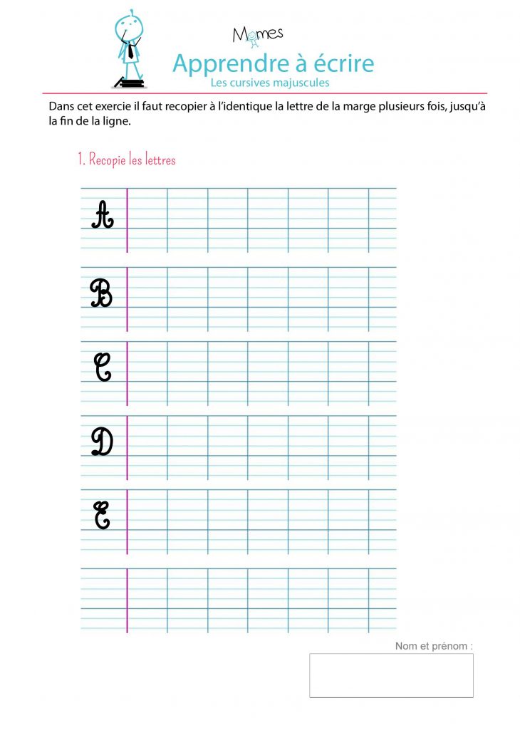 Apprendre À Écrire Les Cursives Majuscules A,b,c,d,e encequiconcerne Écrire Les Majuscules