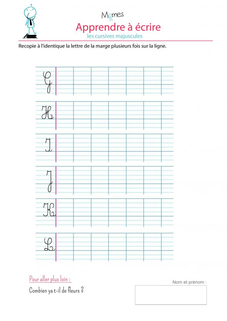 Apprendre À Écrire Les Cursives Majuscules G, H, I, J, K, L avec Écrire Les Majuscules