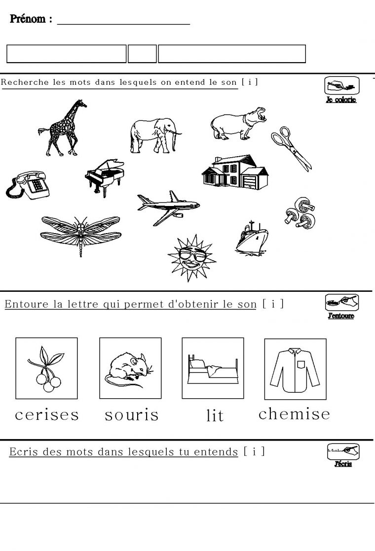 Apprendre À Lire En Maternelle : Le Son [I] Pour Maternelle avec Grand Section Exercice