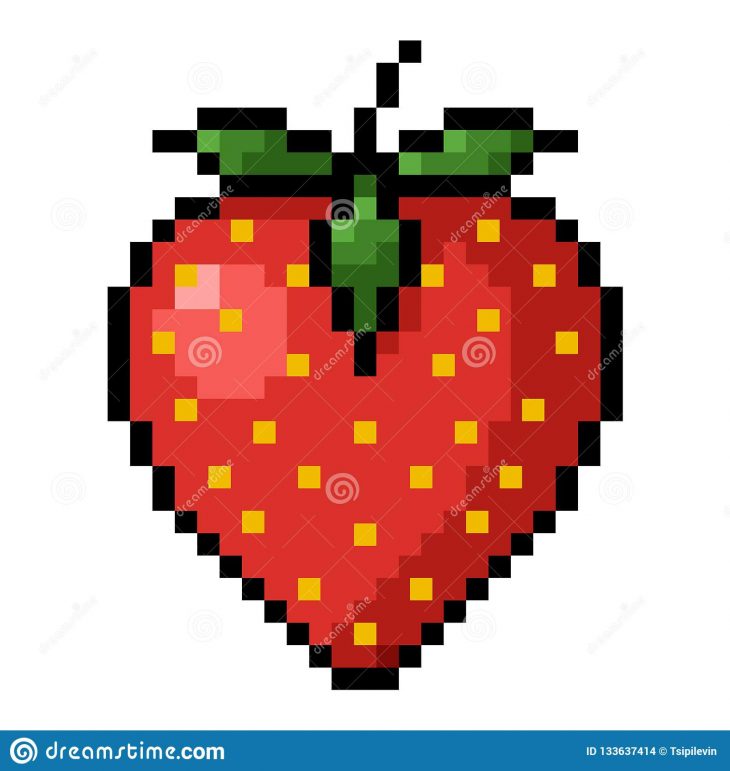 Art De Pixel De Fraise Illustration Stock. Illustration Du dedans Pixel Art Fraise