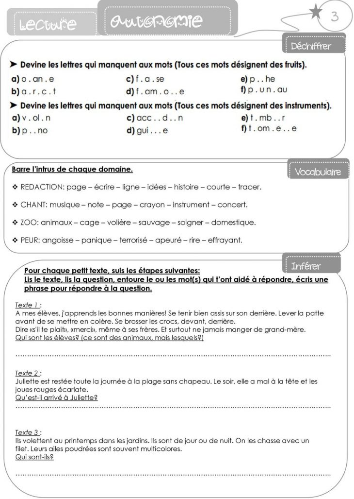 Autonomie Barre Les Deux Intrus Dans Chaque Liste En T encequiconcerne Barre L Intrus