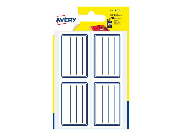 Avery – 20 Étiquettes Scolaires Graduées – 36 X 56Mm – Lignes Bleues tout Etiquette Scolaire Personnalisé Gratuit