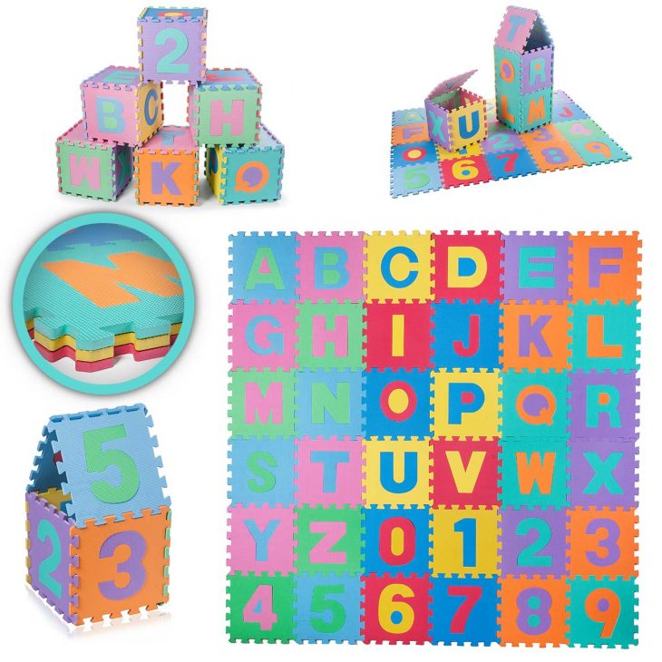 Baby Vivo Tapis De Jeu Puzzle En Mousse Eva Pour Enfants 190 X 190 Cm –  Avec Lettres Et Chiffres | Ma Trading concernant Chiffre Pour Enfant