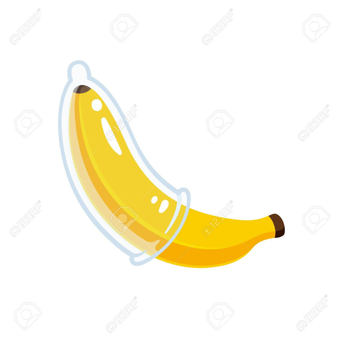 Banane De Dessin Animé Avec Illustration De Préservatif. E Sûr,  Prévention Des Mst Et Concept De Sensibilisation Au Sida. concernant Dessiner Une Banane 