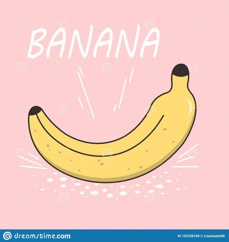 Banane Lumineuse De Dessin De Vecteur Sur Un Fond Rose Type destiné Dessiner Une Banane