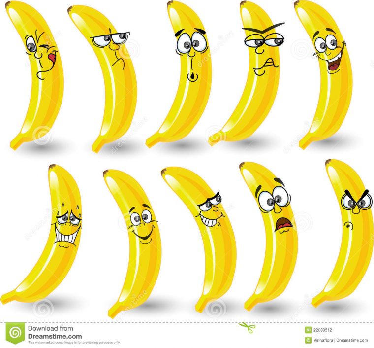 Bananes De Dessin Animé Avec Des Émotions, Vecteur encequiconcerne Dessiner Une Banane