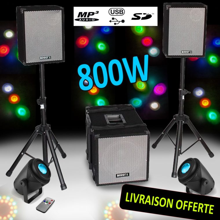 Bi-Amplified Mp3 800W Subwoofer + 2 Satellites + 1 208 Feet Boost à Jeux Flash A 2