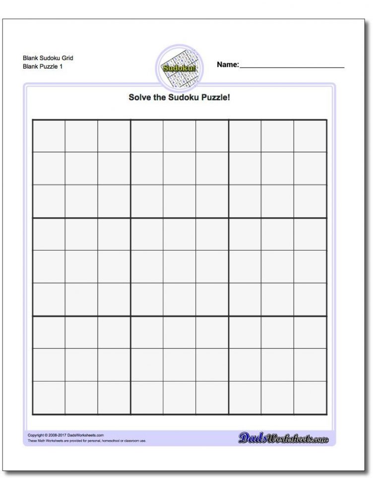 Blank Sudoku Grid | Sudoku Puzzles, Math Worksheets, Free concernant Sudoku Grande Section