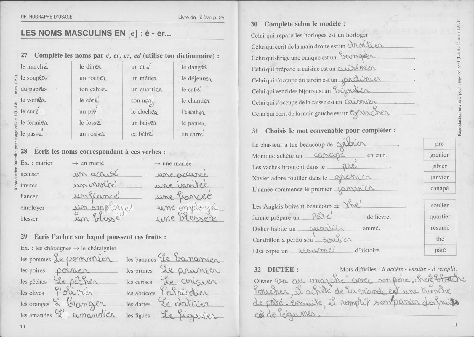 Bled, Exercices D&amp;#039;orthographe Ce1 (1990) | Orthographe Ce1 pour Exercice Gratuit Ce1 