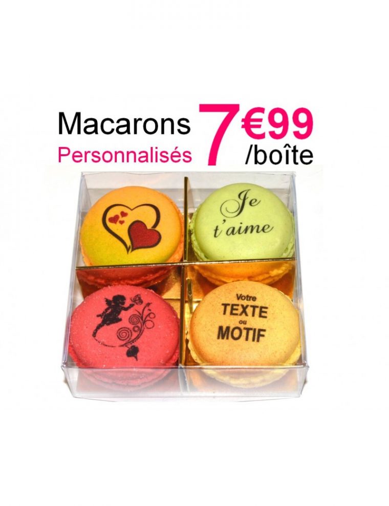 Boîte 4 Macarons À Personnaliser pour Boite À Personnaliser