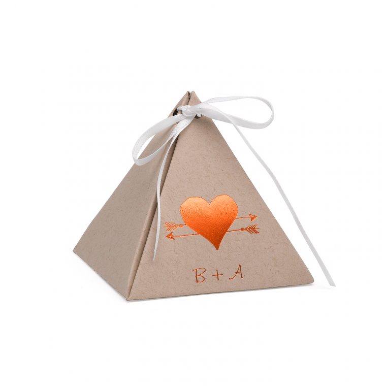 Boîte De Faveur Pyramide -Kraft – À Personnaliser ( Paquet De 25 ) ( Plus  De 100 Choix De Motifs Possibles ) pour Boite À Personnaliser