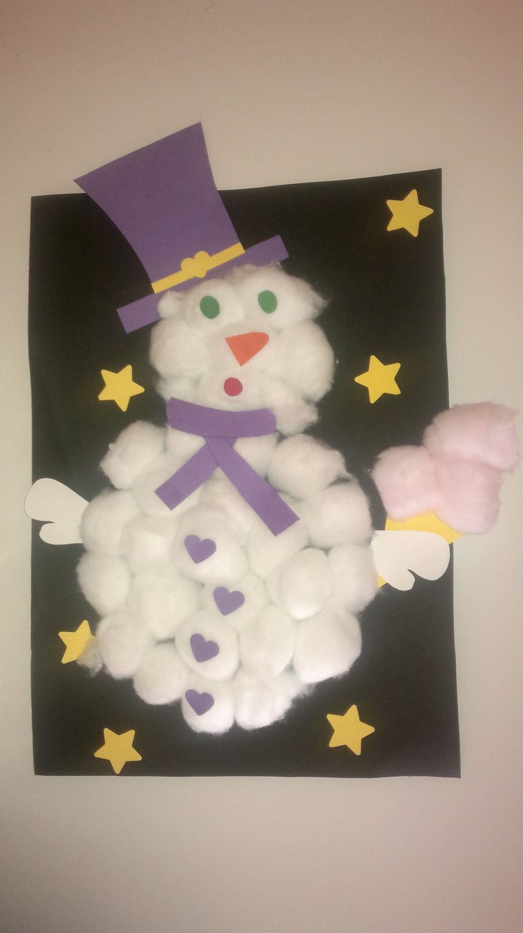 Bonhomme De Neige En Coton Et Canson (Fait Par Ma Puce 3 Ans avec Activité Manuelle Noel 3 Ans