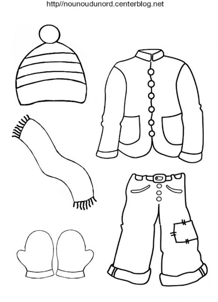 Bonnet Écharpe Gants Veste Pantalon À Colorier (Hiver) dedans Coloriage Hiver Maternelle