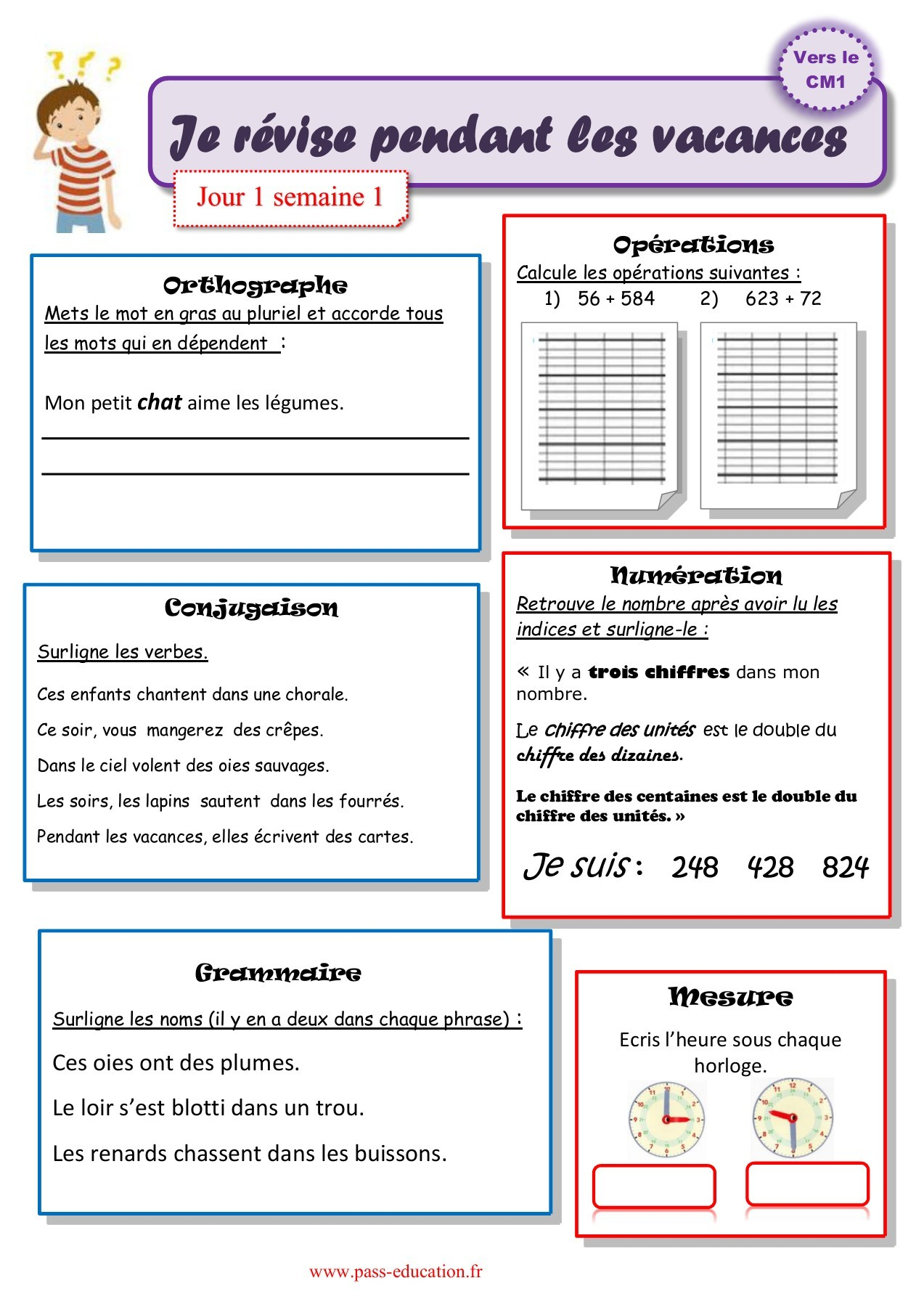 Cahier De Vacances Gratuit À Imprimer - Ce2 Vers Le Cm1 intérieur Cahier De Vacances À Télécharger Gratuitement 