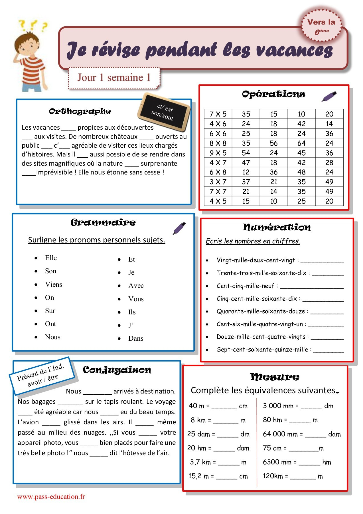 Cahier De Vacances Gratuit À Imprimer - Cm2 Vers La 6Ème intérieur Cahier De Vacances En Ligne