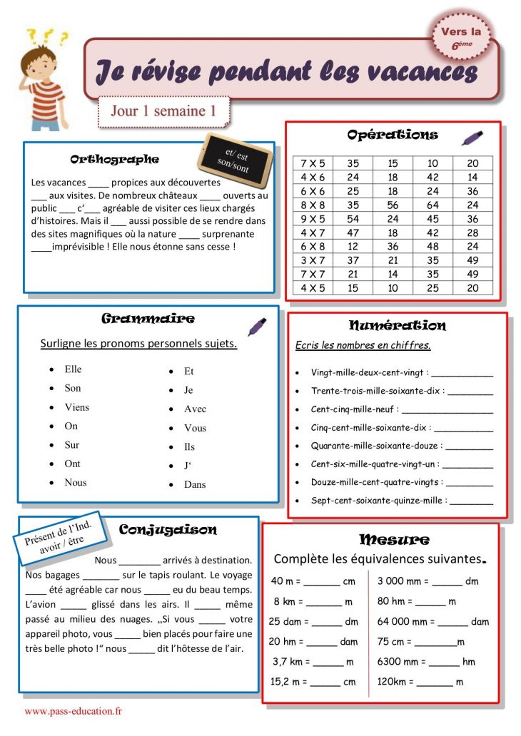 Cahier De Vacances Gratuit À Imprimer – Cm2 Vers La 6Ème tout Jeux Mathématiques Cm2 À Imprimer