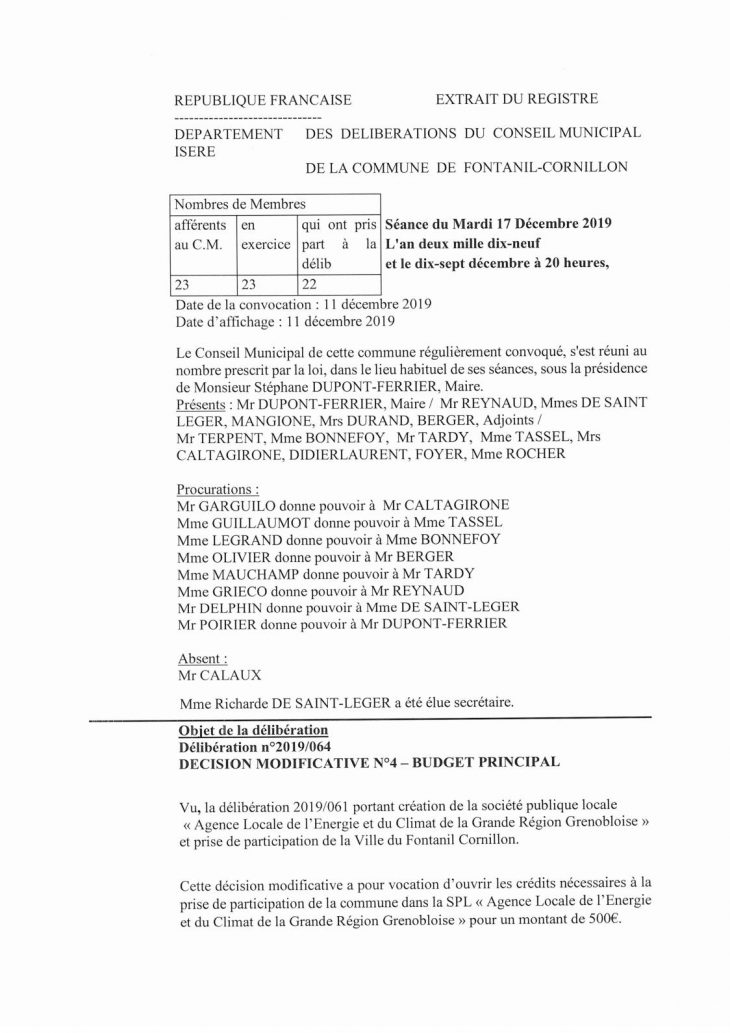 Calaméo – Délibération Conseil Municipal – Le Fontanil intérieur Departement 22 Region