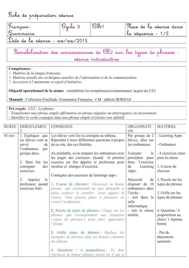 Calaméo – Séance 1 Developpée à Fiche De Français Ce2