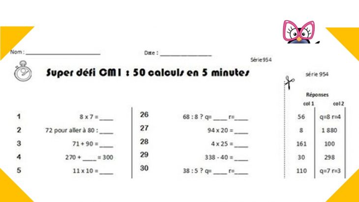 Calcul Mental Cm1 Et Cm2 : Programmation Et Générateur avec Exercice Gratuit Cm2