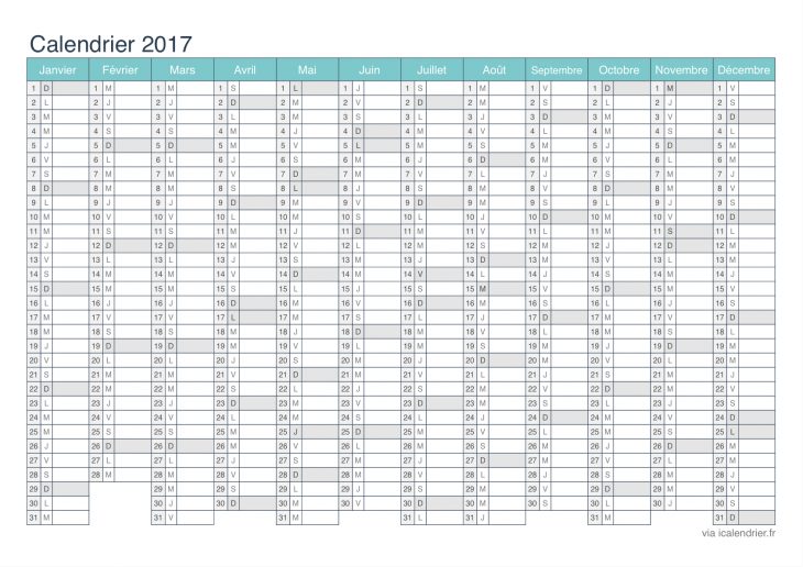 Calendrier 2017 À Imprimer Pdf Et Excel – Icalendrier concernant Imprimer Un Calendrier 2017