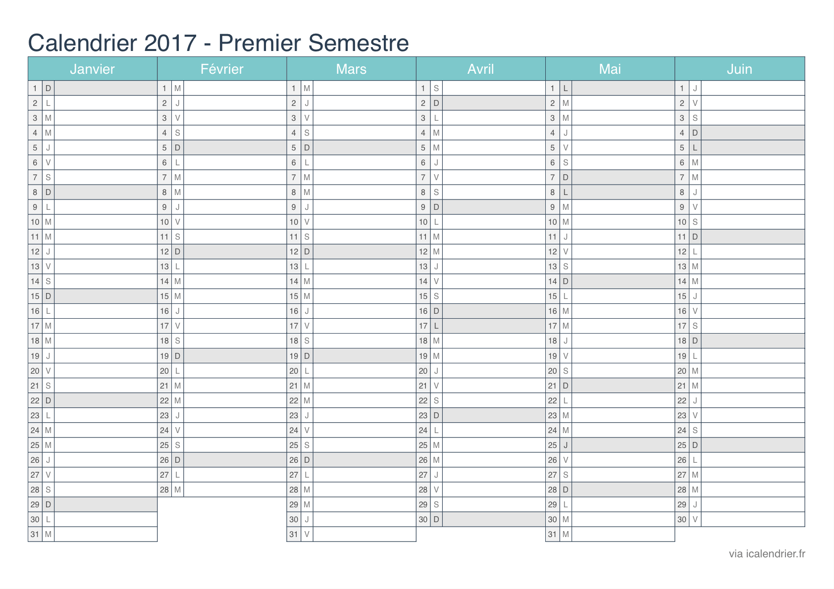 Calendrier 2017 À Imprimer Pdf Et Excel - Icalendrier tout Imprimer Un Calendrier 2017