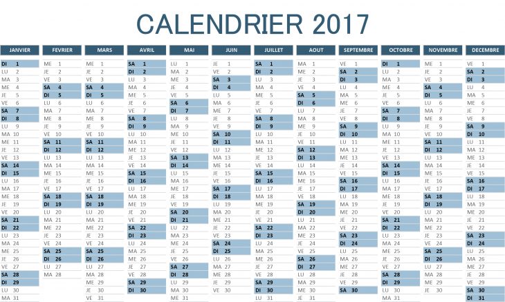 Calendrier 2017 Excel À Télécharger Gratuitement pour Imprimer Un Calendrier 2017