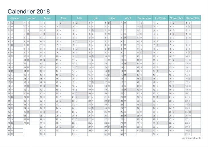 Calendrier 2018 À Imprimer Pdf Et Excel – Icalendrier avec Calendrier A Imprimer 2018