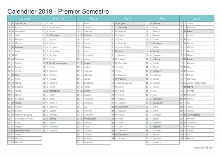 Calendrier 2018 À Imprimer Pdf Et Excel – Icalendrier dedans Calendrier A Imprimer 2018