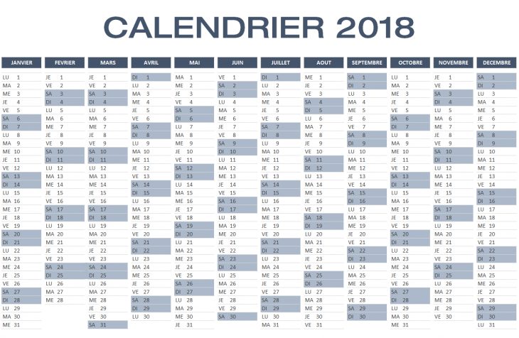 Calendrier 2018 Excel À Télécharger Gratuitement encequiconcerne Calendrier A Imprimer 2018