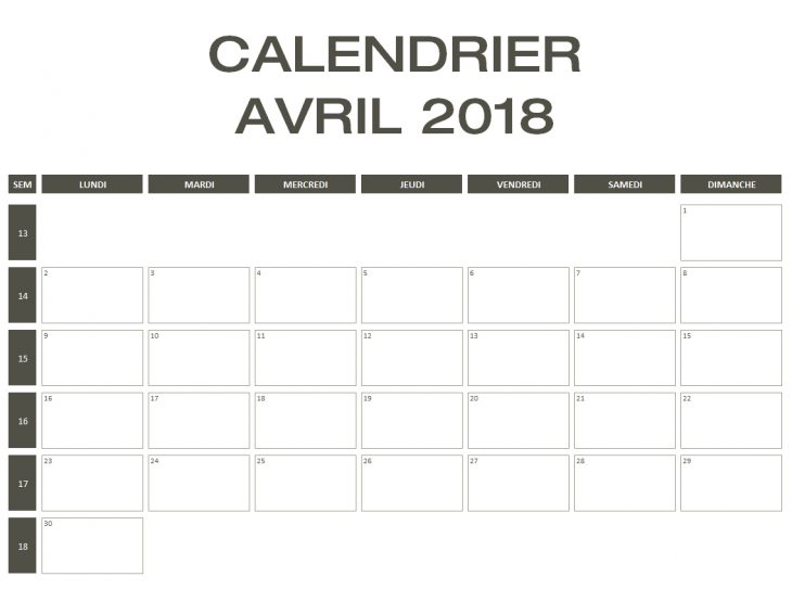 Calendrier 2018 Excel & Pdf À Télécharger Gratuitement intérieur Calendrier 2018 À Télécharger Gratuit