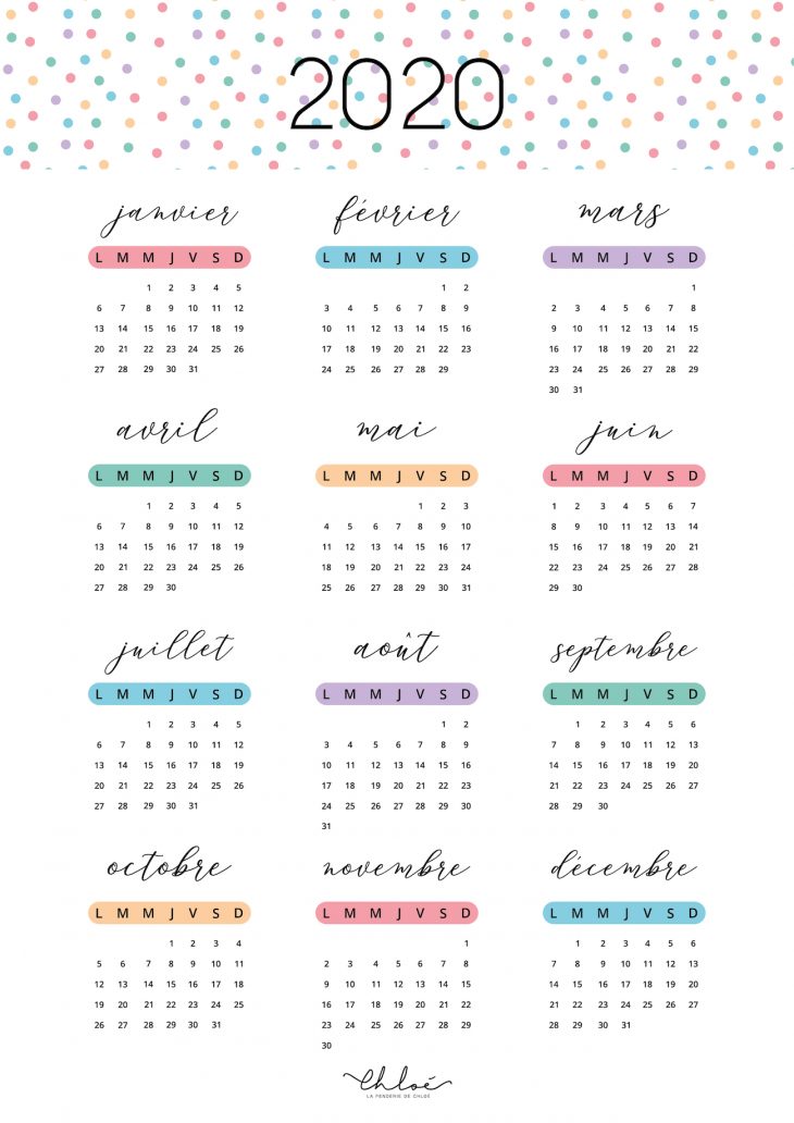 Calendrier 2020 À Imprimer, Blog Lifestyle Printables | La intérieur Imprimer Des Calendriers