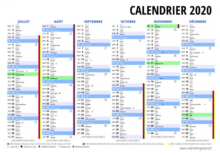 Calendrier 2020 À Imprimer (Gratuit) : Au Format Pdf tout Imprimer Des Calendriers