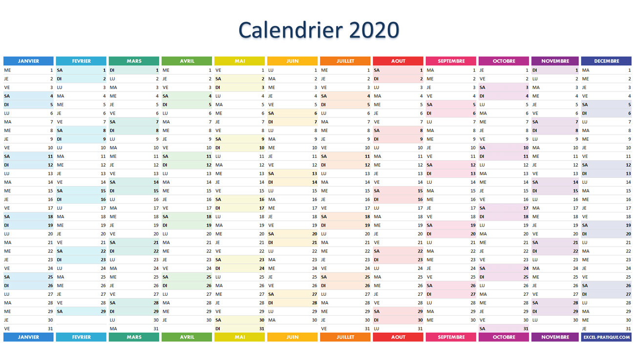 Calendrier 2020 À Imprimer : Jours Fériés, Vacances, Numéros avec Calendrier De La Semaine À Imprimer
