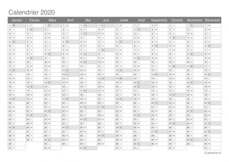 Calendrier 2020 À Imprimer Pdf Et Excel – Icalendrier avec Imprimer Des Calendriers