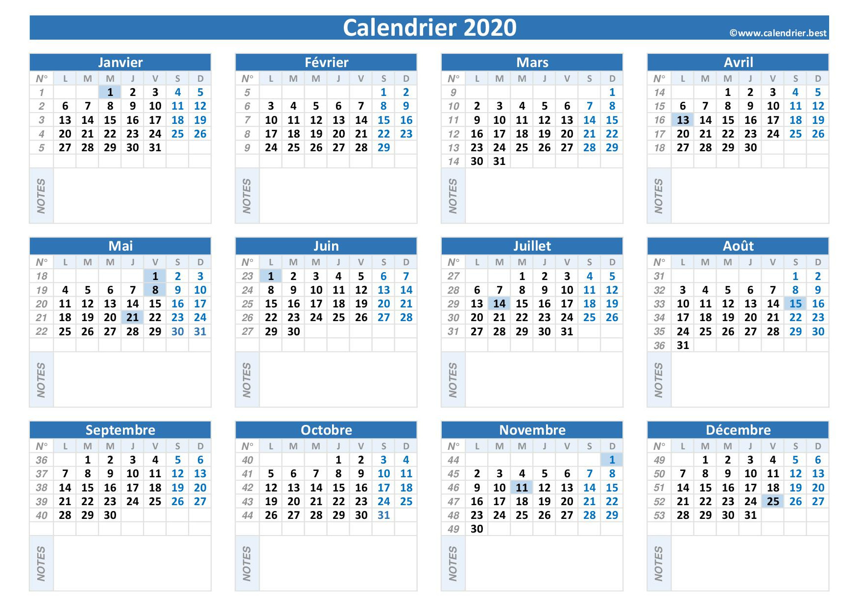 Calendrier 2020 Vierge À Imprimer -Calendrier.best intérieur Imprimer Des Calendriers