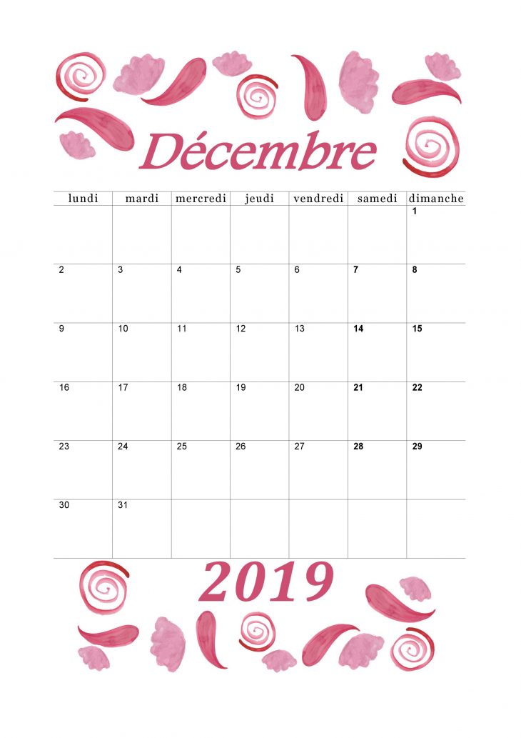 Calendrier Décembre 2019 À Imprimer – Calendriers intérieur Imprimer Des Calendriers