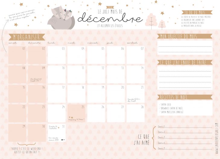 Calendrier Du Mois De Décembre 2018 À Imprimer – La Vie En à Calendrier A Imprimer 2018